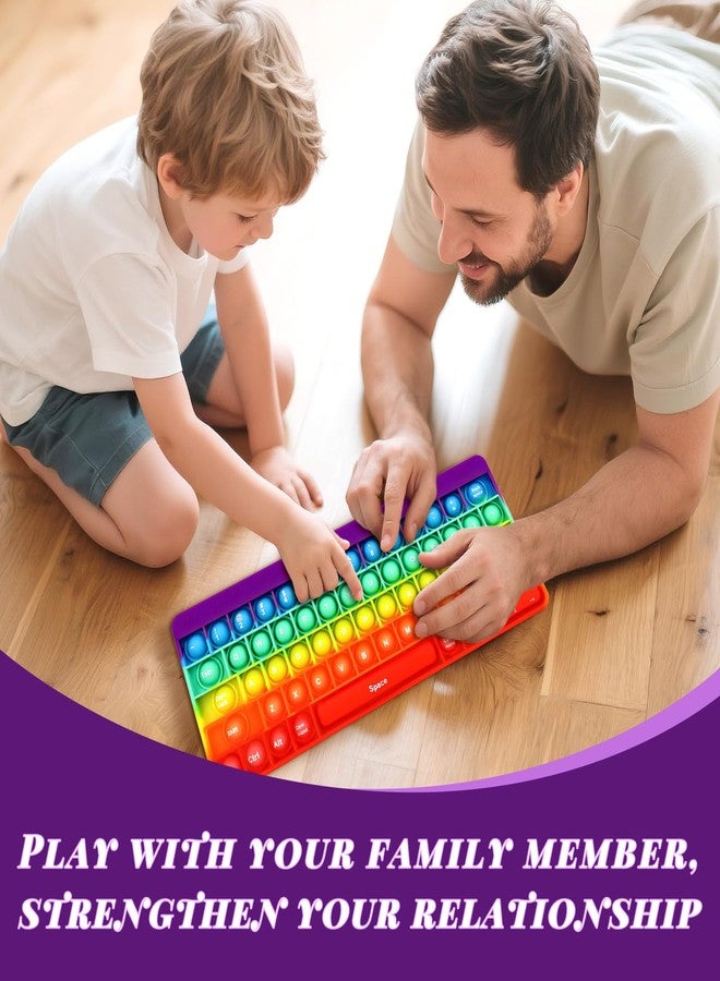 DEARIDAP Rainbow Keyboard Shape Silicone Squeeze Toys, Bubble Fidget Sensory Toys, Anxiety & Stress Reliever Autism Toy for Kids Adults School Classroom Gift Party Favors - Image 4